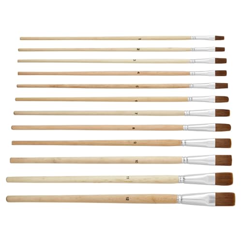 12 PCs Wolf Hair Pinsel Set Künstler Pinsel Flacher Pinsel Acrylfarbe Pinsel Malerei Pinsel Zeichnung Vorräte von GKYQVE