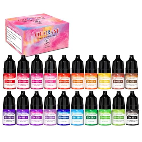 20 Farben Kerzenfarbstoffen Pigment Flüssige Farbschiffe Seifenfärbung Handgefertigtes Handwerksharz 5ml/Flaschen Essenzen Handgefertigte Seifeversorgungen von GKYQVE