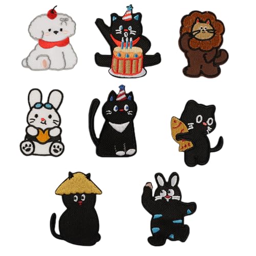 8 PCs Katzen Eisen Auf Flecken Applique Flecken Cartoon Tierreparaturflecken Löwen Stickflächen Für Jeansdekoration 8 PCs Katzen Eisen Auf Flecken Applique Flecken Cartoon Tierreparaturflecken Löwen Stickflächen Für Jeansdekoration von GKYQVE