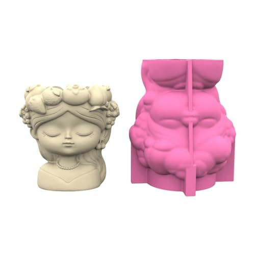Flexible Silikon Pflanzer Töpfe Schimmel Für Handwerk Von Mädchen Kopfzement Handwerk Wiederverwendbare Sukkulenten Blumenpot Dekoration Form von GKYQVE