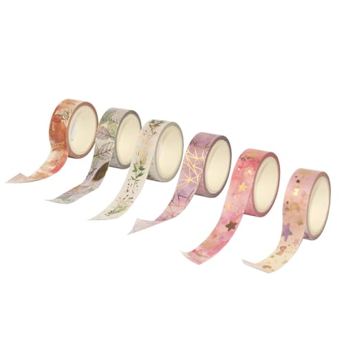 GKYQVE 6 Rolls Papierband Blumen Washis Tape Dekorative Klebeband Gold Folie Klebeband Künstler Band Scrapbooking Supplies GKYQVE 6 Rolls Papierband Blumen Washis Tape Dekorative Klebeband Gold Folie Klebeband Künstler Band Scrapbooking Supplies von GKYQVE