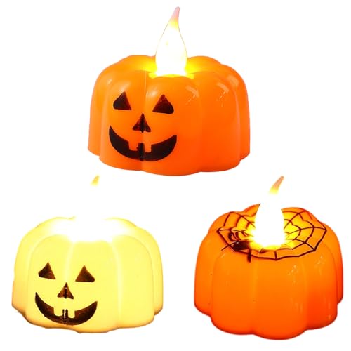 GKYQVE Praktische Sichere LED Halloween Kürbiskerzenlicht Batteriebetriebene Flammbeleuchtung Freien Freien Urlaub Dekoration Halloween Dekorationen LED Kerzenlampe von GKYQVE