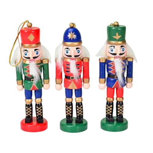 Set Von 3 Farbenfrohen Nussknackern Figuren Hängende Anhänger Weihnachtsbaumschmuck Feste Home Dekoration Holzfiguren Weihnachtsdekoration von GKYQVE