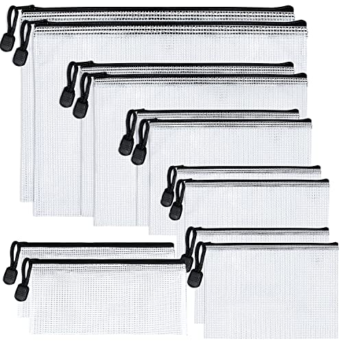 Dokumententasche Reißverschlusstasche 12Stk Mesh Bag A3 A4 A5 A6 B4 B5 Datei Taschen Kunststoff Zipper Tasche für Datei Papier Dokumente Kosmetika Hausaufgaben und Reisezubehör von GKZB