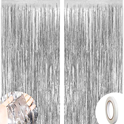 GKZB Lametta Vorhänge Metallische Lametta Glitzer Silber Folie Vorhang 2Stk für Hochzeit Verlobung Brautparty Geburtstag Bachelorette Party Bühnendekoration Hintergrund Weihnachten GKZB Lametta Vorhänge Metallische Lametta Glitzer Silber Folie Vorhang 2Stk für Hochzeit Verlobung Brautparty Geburtstag Bachelorette Party Bühnendekoration Hintergrund Weihnachten von GKZB