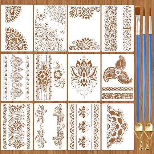 Mandala Schablone Blume Grenze Schablonen 12Stk Vorlagen Set wiederverwendbare Painting Stencils für Malerei auf Wand Holz Boden Möbel Heimdekoration Mandala Schablone Blume Grenze Schablonen 12Stk Vorlagen Set wiederverwendbare Painting Stencils für Malerei auf Wand Holz Boden Möbel Heimdekoration von GKZB
