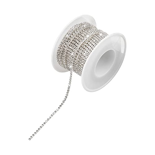 9,1 m 2 mm Kristall-Strass-Kette, Silberbesatz, glitzernde Schnur zum Basteln, Schmuck, Nähen, Kleidung, Hochzeit, Blumenstrauß 9,1 m 2 mm Kristall-Strass-Kette, Silberbesatz, glitzernde Schnur zum Basteln, Schmuck, Nähen, Kleidung, Hochzeit, Blumenstrauß von GLADFRESIT