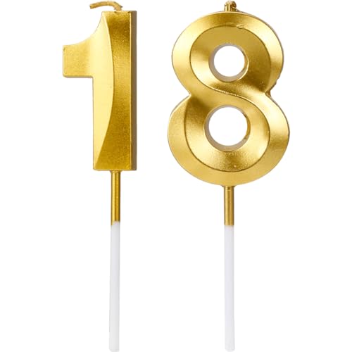 Gold Digital Geburtstagskuchen Kerzen - Zahl 18 Kerzen für 18 Geburtstag Happy Birthday Rauchlose Umweltschutz Geburtstagskerze für Geburtstagstorte von GLADFRESIT