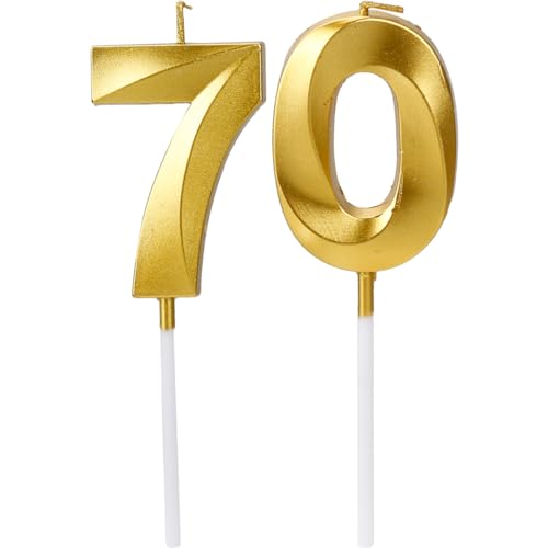 Gold Digital Geburtstagskuchen Kerzen - Zahl 70 Kerzen für 70 Geburtstag Happy Birthday Rauchlose Umweltschutz Geburtstagskerze für Geburtstagstorte von GLADFRESIT