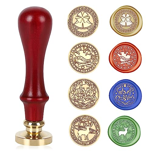 GLAITC Wachsstempel Set,Weihnachtliches Wachsstempel Set 5 Stück Weihnachtswachs Siegelstempel und 1 Holzstempelgriff ür Weihnachtskarten Umschläge,Einladungen,Weinpakete GLAITC Wachsstempel Set,Weihnachtliches Wachsstempel Set 5 Stück Weihnachtswachs Siegelstempel und 1 Holzstempelgriff ür Weihnachtskarten Umschläge,Einladungen,Weinpakete von GLAITC