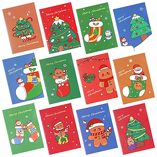 Mini Weihnachten Notizblöcke,30 Stück tragbare Taschennotizbücher Weihnachtsbaum Lebkuchenmann strümpfe Memobuch Urlaub Notebooks für Weihnachtsfeier Geschenk Toller Strumpffüller Partybeutelfüller von GLAITC