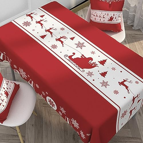 Weihnachts Tischdecke, 150 x 180 cm Rot Tischdecke Rechteckige Party Tischdecke wasserdichte Tischdecke mit Weihnachtsbaum-Elchkutschen Muster für Weihnachtsfeier,Esstischdekoration Weihnachts Tischdecke, 150 x 180 cm Rot Tischdecke Rechteckige Party Tischdecke wasserdichte Tischdecke mit Weihnachtsbaum-Elchkutschen Muster für Weihnachtsfeier,Esstischdekoration von GLAITC