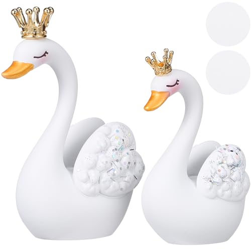 GLEAVI 1 Paar Schwan-Ornamente Figur Tischdekoration Schwan Innere Schwan Dekoration Schwanen-armaturenbrettdekorationen Basteln Sie Schwanenstatuen Aquamarin Weiß Harz von GLEAVI