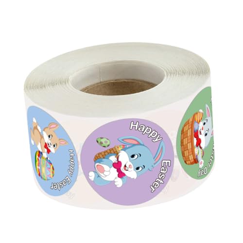 GLEAVI 1 Rolle 500 Stück Osteraufkleber bunt für Kind realistisch aus Sticker Ostern Aufkleber Ostern Ostergeschenk Tierdesign-Aufkleber Osterversiegelungsaufkleber Kupferplattenaufkleber von GLEAVI