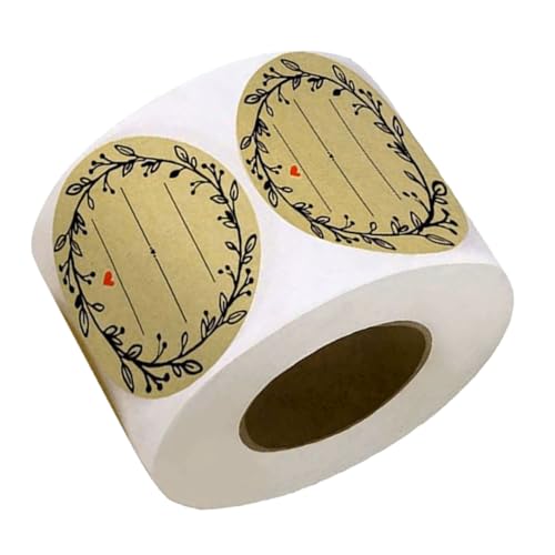 GLEAVI 1 Rolle Aufkleber zum Backen von Keksen Backetikettenaufkleber dekorativ Aufkleber für Glasetiketten Etikettenaufkleber für Behälter Selbstklebendes Kraftpapier Khaki von GLEAVI