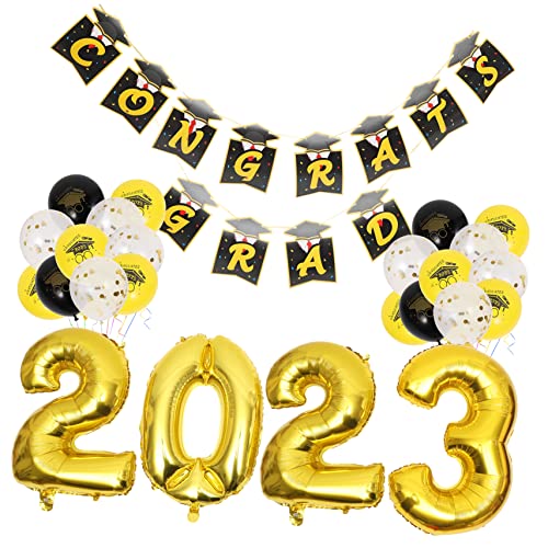 GLEAVI 1 Satz Abschlussfeier Dekorationen blauer Ballon Banner der Abschlussfeier 2023 Abschluss Ballon luftballons Grad Partydekorationen edle Abschlussdekor Papier von GLEAVI