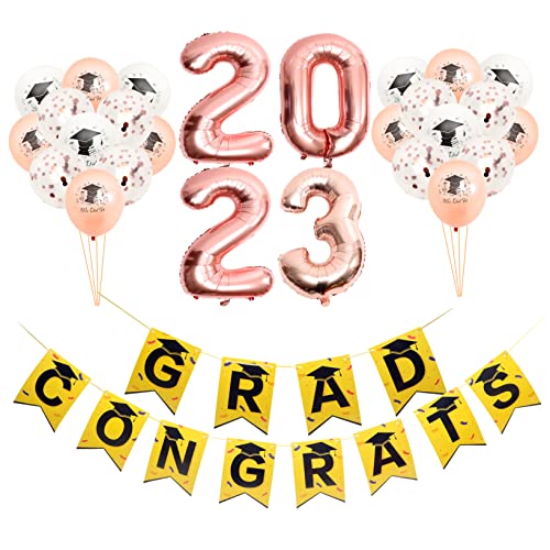 GLEAVI 1 Satz Ballons der Abschlusssaison erröten Ballonbogen-Set und Heliumballon-Kit Willkommen Absolventendekorationen Absolvent Ballons Abschlussfeier liefert Papier Rose von GLEAVI
