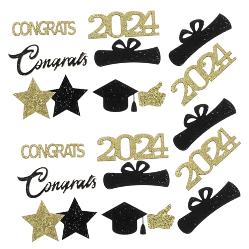 GLEAVI 1 tischkonfetti Graduationsparty Gefälligkeiten Glückwunsch Tasche bestreuen wünschen mehrfarbig Abschlussstreuungen Konfetti für Abschlussfeier Papier Golden von GLEAVI