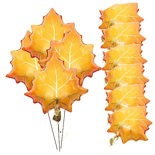 GLEAVI 10 Stück Ahornblattballon Glücklich Luftballons in Pastellfarben Herbstluftballons für dekorativ fallen Thanksgiving-Party-Luftballons Luftballons aus Blättern Aluminiumfolie Gelb von GLEAVI