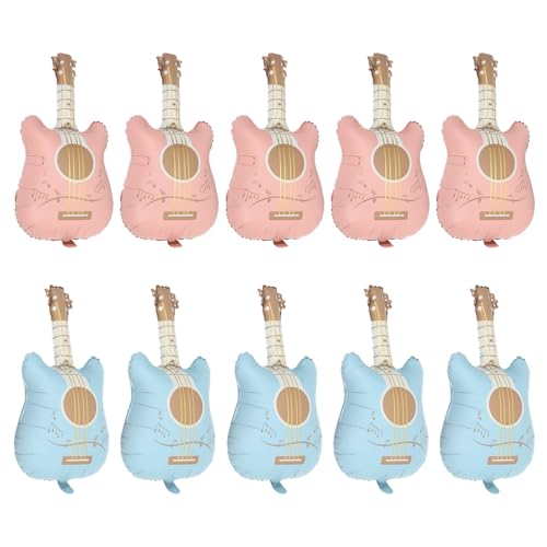 GLEAVI 10 Stück Gitarrenform Mattballons Partydekorationen Aus Aluminiumfolie Musikballons Wiederverwendbare Requisiten Für Das Party Layout Im Innen Und Außenbereich von GLEAVI