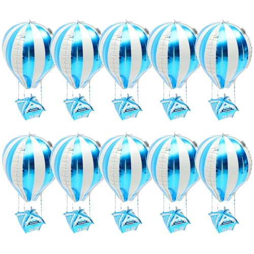 GLEAVI 10 Stück Heißluftballon Aluminium Folienballons Dekoration für Kindergeburtstag Shower und Partys Leicht Langlebig Bunte Partyaccessoires von GLEAVI