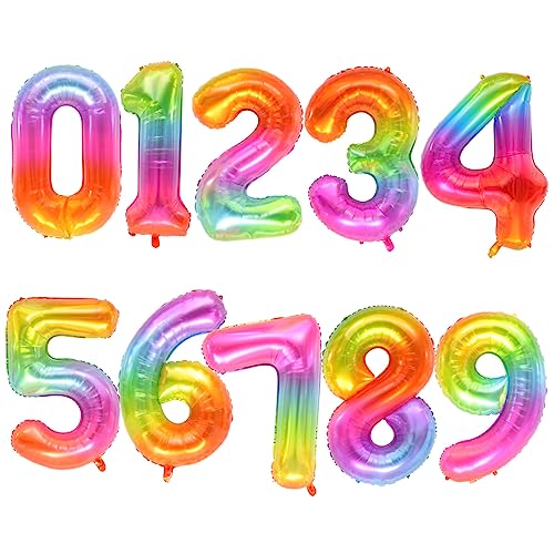 GLEAVI 10 Stück Jumbo Zahlballons Jelly Farbe Aluminiumfolienballons für Kindergeburtstag Babyfeier Fotodekoration Zahlen GLEAVI 10 Stück Jumbo Zahlballons Jelly Farbe Aluminiumfolienballons für Kindergeburtstag Babyfeier Fotodekoration Zahlen von GLEAVI