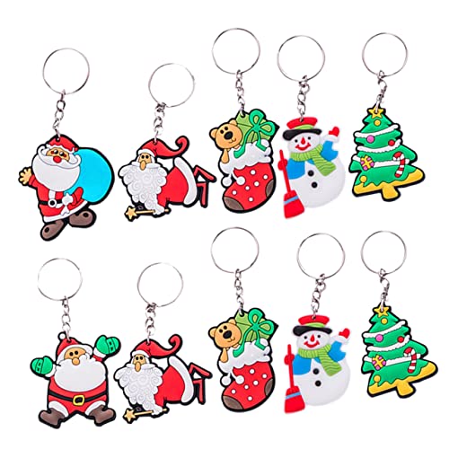 GLEAVI 10 Stück Teiliges Weihnachts Schlüsselanhänger mit Niedlichen Santa Claus und Schneemann Motiven Leichte Praktische Taschen und Schlüsselanhänger Weihnachtsdeko für Freunde und von GLEAVI
