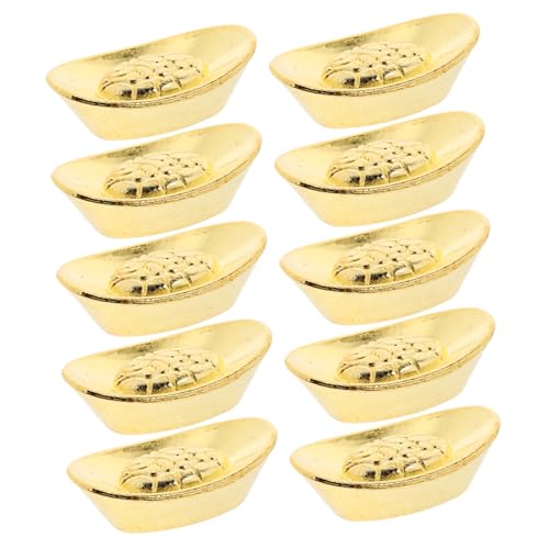 GLEAVI 100 Stück Goldbarrendekorationen Charme Mini-chinesische Reichtumsbarren Yuanbao Reichtum Glück, Reichtum und Glück anziehen Glücksmünze Legierung Golden von GLEAVI