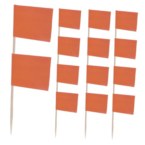 GLEAVI 100 Stück Mini Zahnstocher Flags in Orange Vielseitige Food Flags zum Dekorieren von Cupcakes Käse und Obst Kleine Flaggen Picker für Partybuffet und Festliche Anlässe von GLEAVI