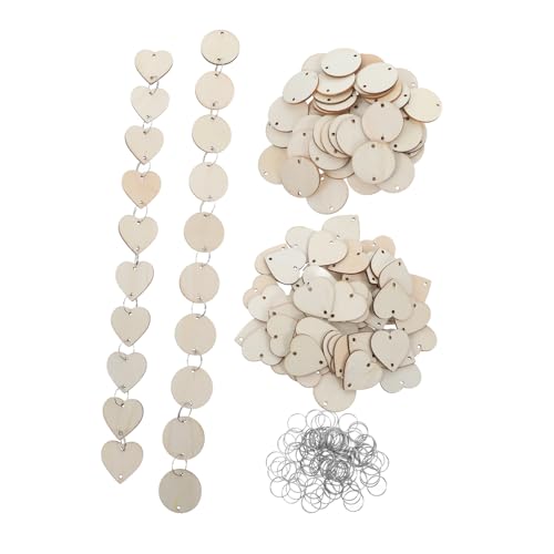 GLEAVI 100 Stück Rundes Etikett aus Holz runden Form Scheibe Ornament Herstellung Handwerk Herz Holzausschnitte Stickerei Kreis Hoop Wort-Charme-Anhänger Herzzeichen aus Holz Pappel von GLEAVI