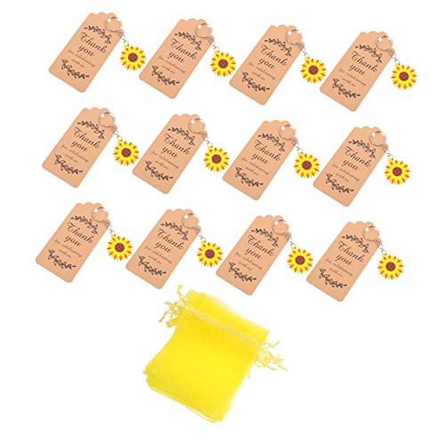 GLEAVI 12 Sätze Sonnenblumen Schlüsselanhänger Set Teiliges Geschenkset mit Dekorativen Beuteln und Anhängern für Hochzeiten Geburtstagsfeiern und Dankesgeschenke Praktische von GLEAVI