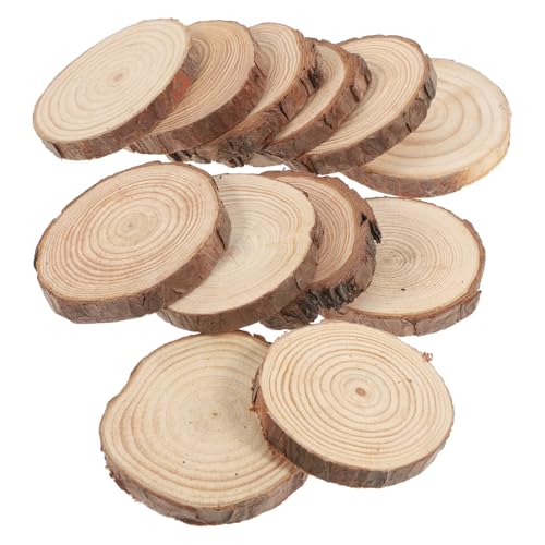 GLEAVI 12 Stück DIY kleine Holzscheiben zum Basteln Holzkreise Holzscheiben für Ornamente Holzrunden für Handwerksrunden unfertiges Holz unfertige Untersetzer aus Holz Kiefernholz von GLEAVI
