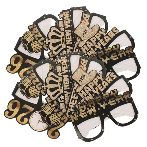 GLEAVI 12 Stück Teiliges Neujahrsbrillen aus Papier Happy Year Glitzerbrillen als Party-deko und Fotorequisiten für Silvester und Festliche Feiern und Erwachsene Geeignet von GLEAVI