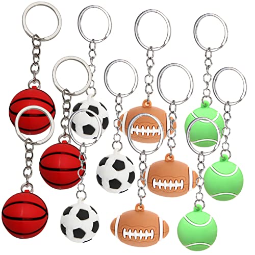 GLEAVI 12Stücke Teiliges Sport Schlüsselanhänger Bälle für Jungen Kreative Schlüsselketten für Taschen und Rucksäcke Fußball Basketball Volleyball American Football von GLEAVI