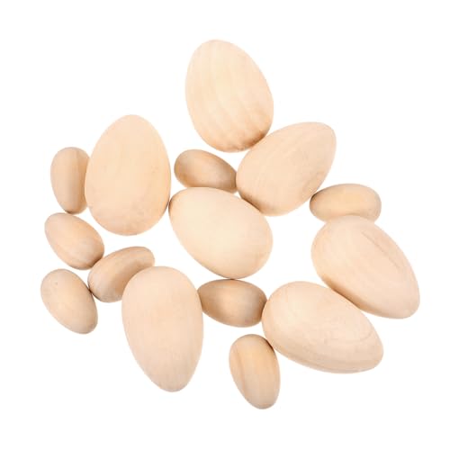 GLEAVI 15 Stück Teiliges Set Unbehandelter Holz Eier zum Bemalen für Diy Bastelprojekte und Ostern Deko Unfertige Holz Eier für Kreative Tischdekoration von GLEAVI
