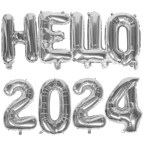 GLEAVI 1Satz Hello Aluminium Folienballons Neujahrsballons Für Festliche Dekoration Langlebige Ballondekorationen Für Partys Und Besondere Anlässe Silberne Luftballons von GLEAVI