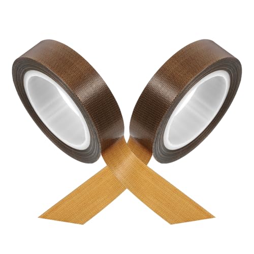 GLEAVI 2 Rollen hitzebeständiges Klebeband Hitzebeständiges Band Hochtemperaturklebeband Langhaltendes Klebeband Vakuumierband für Lebensmittel Dichtband PTFE-Glasfasergewebe Coffee von GLEAVI