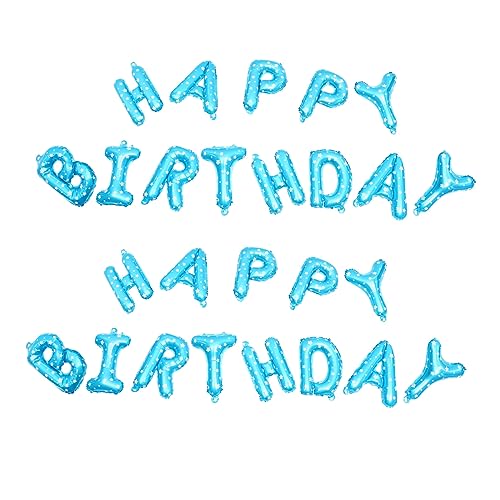 GLEAVI 2 Sätze Happy Birthday Buchstaben Folienballons Geburtstagsdeko für Jungen und Mädchen Partydekoration Blau Einfache Anwendung Festliche Atmosphäre von GLEAVI