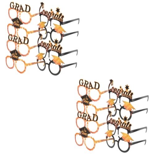 GLEAVI 2 Sätze Papierbrillen Dekoration Rahmen Abschluss Requisiten Für Schulfotos Erwachsene Grad Gastgeschenke Cool Led Partybrille Partygläser Aus Papier 8 Stück * 2 von GLEAVI