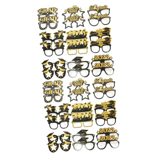 GLEAVI 2 Sätze Papierbrillen Requisiten Abschluss Grad Photo Booth Requisiten Partybrillen Aus Papier Geformt Schule Rave Die Verkaufsstand Spaß Gläser Rahmen 18 Stück * 2 von GLEAVI