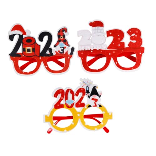 GLEAVI 2 Sätze Party Dekoration Gläser Für 2023 Neujahrsbrille Silvesterbrille Party Dekorative Brillen Neujahrs-sonnenbrille Lustige Brille Filzstoff 3 Stücke * 2 von GLEAVI