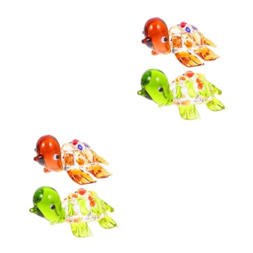 GLEAVI 2 Sätze Schildkrötenglasornamente Tischdekoration Schildkrötendekor Desktop - Mini - Klein Schildkrötenhandwerk Schildkröteschreiber - 2 Stücke * 2 von GLEAVI