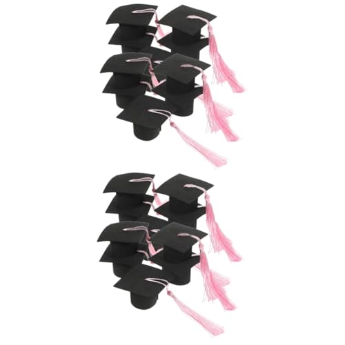 GLEAVI 2 Stück Dekore für Abschlusstorten Cupcake-Topper mit Abschlusskappe Doktorhut-Topper Dekorationen Abschlussdeckel für Cupcakes Cupcake -Dekoration Papier Black von GLEAVI
