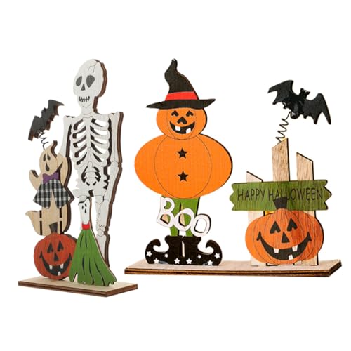 GLEAVI 2 Stück Halloween Tischdekoration Holzschild mit Skelett und Kürbis Tischornamente für Halloween Partys und Festliche Anlässe Langlebige und Stilvolle Holzverzierungen GLEAVI 2 Stück Halloween Tischdekoration Holzschild mit Skelett und Kürbis Tischornamente für Halloween Partys und Festliche Anlässe Langlebige und Stilvolle Holzverzierungen von GLEAVI