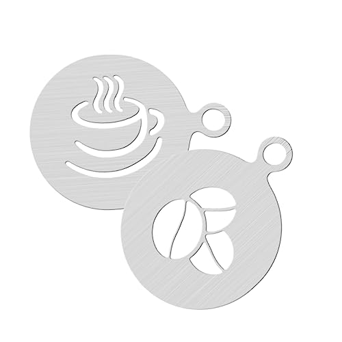 GLEAVI 2 Stück Kaffee Schablonen DIY Latte Art Vorlagen für Cappuccino Dekoration Einfach zu Reinigen Schablonen für Kuchen und Gebäck von GLEAVI