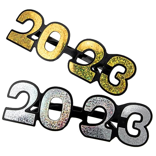 GLEAVI 2 Stück Partybrillen aus Hochwertigem PC Material Lustige Neujahrs Gläser Gold und Silber Robustes Partyzubehör für Fotorequisiten und Festliche Anlässe GLEAVI 2 Stück Partybrillen aus Hochwertigem PC Material Lustige Neujahrs Gläser Gold und Silber Robustes Partyzubehör für Fotorequisiten und Festliche Anlässe von GLEAVI