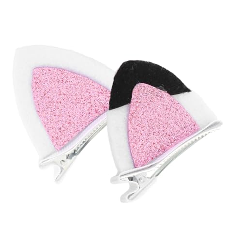 GLEAVI 2 Stück Süße Haarnadel Haarspange Mit Katzenohren Kätzchen Haarspange Katzenhaarnadel Kleine Haarspangen Katzenzubehör Für Mädchen Niedliche Haaraccessoires Ohrspangen Metall Rosa von GLEAVI
