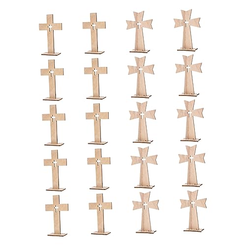 GLEAVI 20 Sätze Kreuzornamente Aus Holz Ästhetisch Wohnzimmerdekor Dekoration Für Kleine Religiöse Tisch Kreuz Tisch Form Kreuzverzierung Outdoor- Schild Khaki von GLEAVI