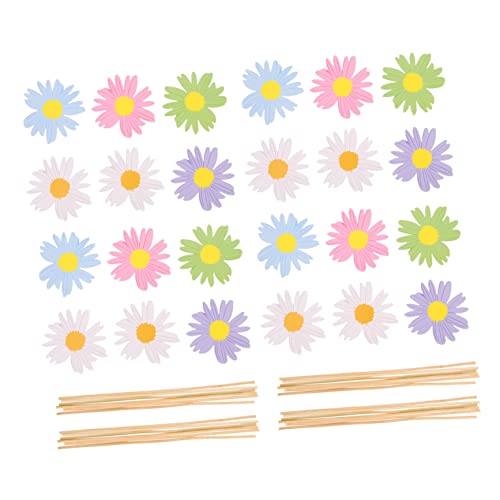 GLEAVI 24 Stück Kucheneinsatz Dekoration Party Ornament Blume Gänseblümchen Ein Kuchenaufsatz Blumenfarbene Gänseblümchen Picks Künstliche Dekoration Gänseblümchen Cupcake Topper von GLEAVI