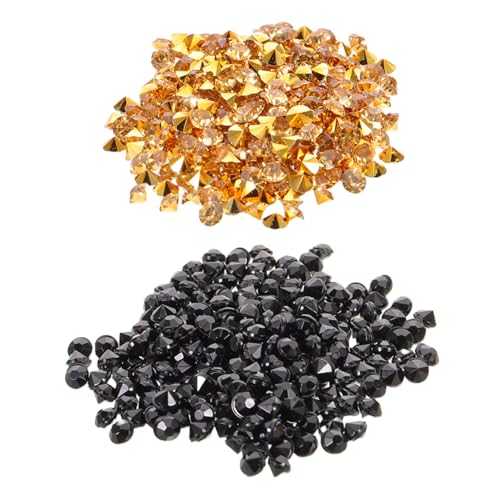 GLEAVI 2Er-Pack Diamanten Gold Schwarz Spitzbodenfest Glamouröse Dekorsteine für Hochzeit Tischstreu Deko Vase Makeup Boxen Party Konfetti Strahlende Schmucksteine von GLEAVI